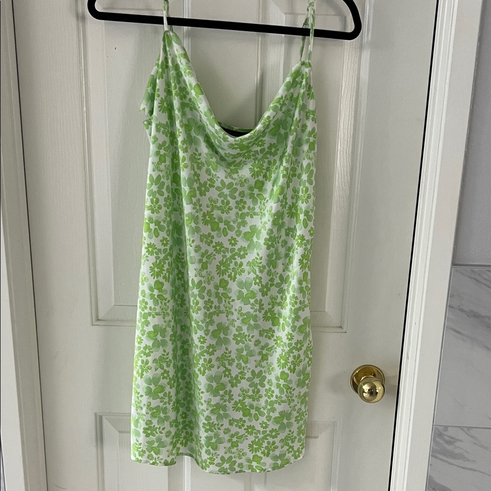 Forever 21 Green Silk Floral Dress
